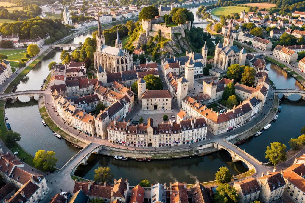 Intérieur de la Citadelle de Besançon, cour d'honneur et bâtiments historiques en pierre calcaire