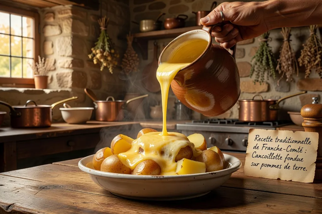 Cave d'affinage de Comté, meules empilées en pierre dans un fruitier jurassien, tradition fromagère